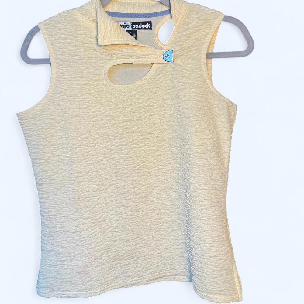Y2K Deadstock butter yellow Jamie Sadock silver hardware and cutout details